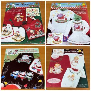 4 VTG No Sew Fabric Applique Daisy Kingdom Christmas Santa Believe Reindeer